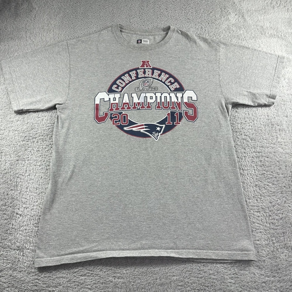 New England Patriots Shirt Mens Large Gray‎ 2011 Conference Champions Playoffs